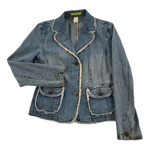 Vintage Sigred Olsen Denim Jacket Fringe Size 18 women